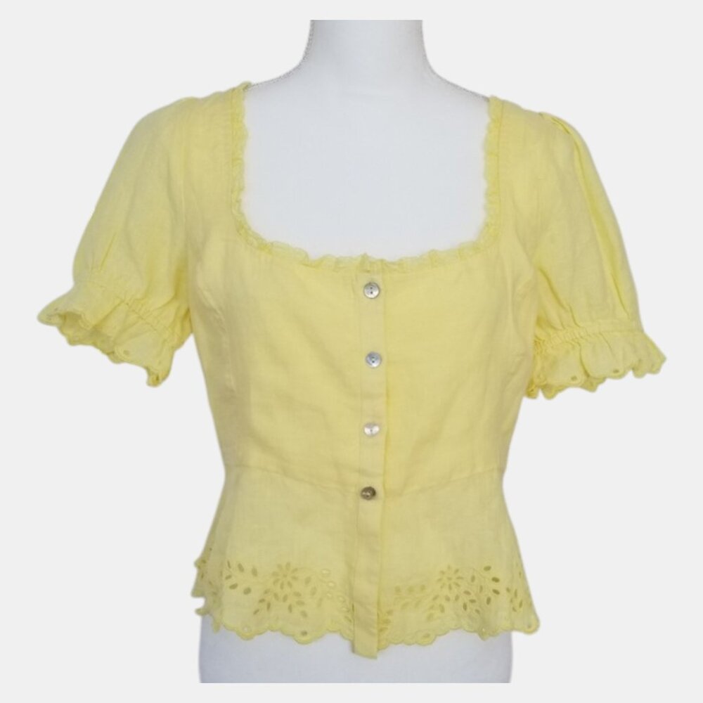 ARITZIA WILFRED ARWEN LINEN PEPLUM BLOUSE NWT SIZE 8 - Picture 5 of 6